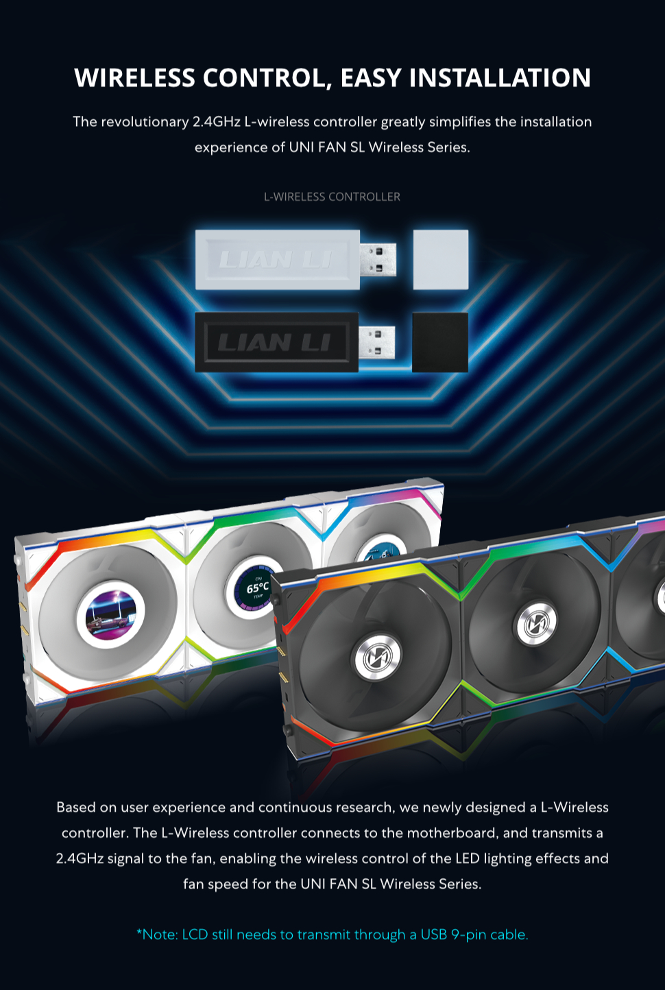 UNI FAN, SL WIRELESS, RGB, LCD, Reverse, Fan, Controller