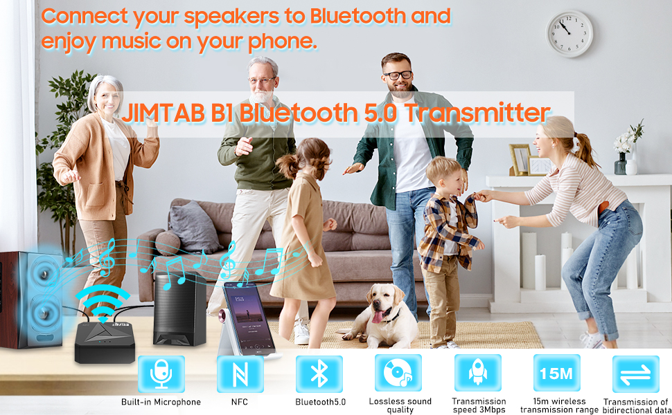 JIMTAB Bluetooth 5.0 Transmitter Receiver