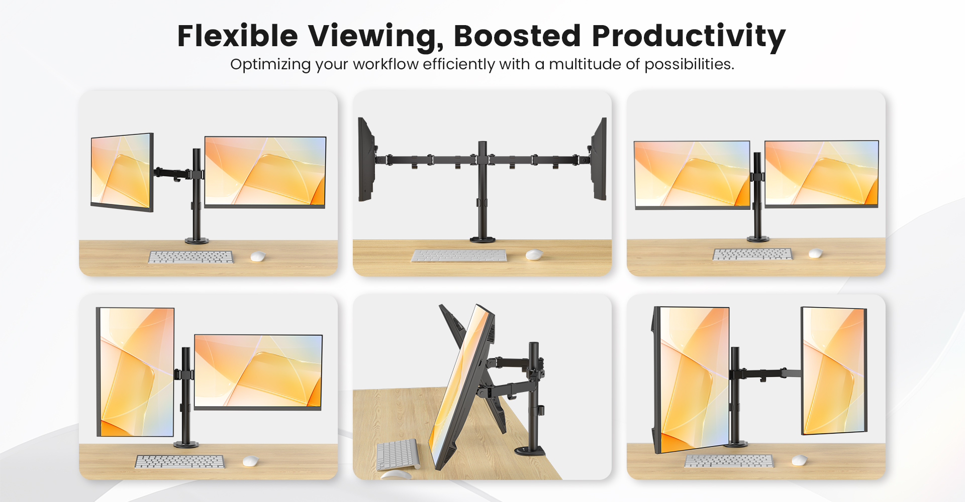 ACGAM Articulated Steel Dual-Monitor Mount Fits 2 Computer Screens 17 - 32 in