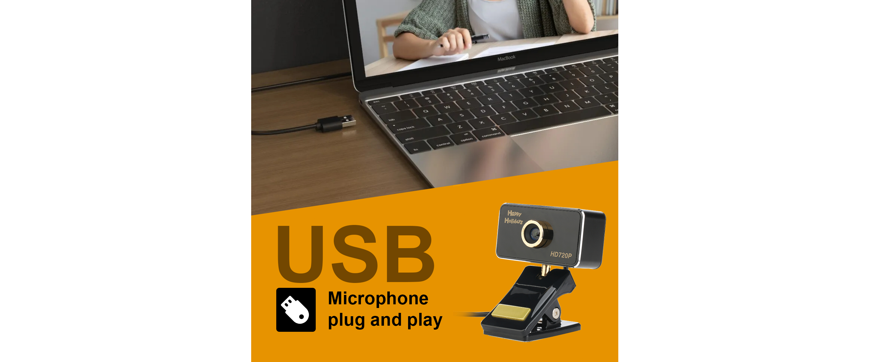 USB webcam plug and play with built-in microphone