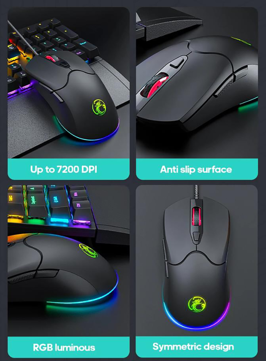 Gaming Mouse Wired, USB Gaming Mice Breathing RGB LED Plug Play