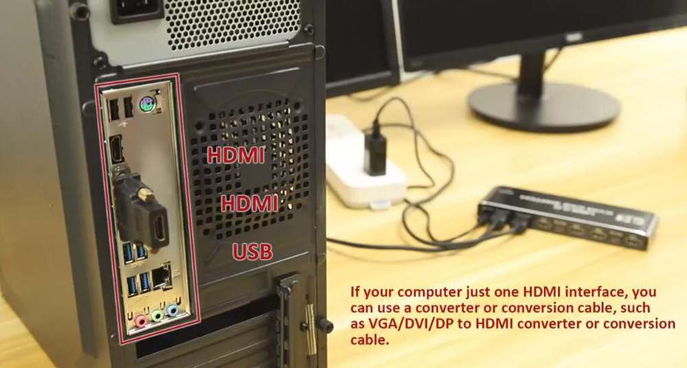Commutateur Kvm Hdmi à double moniteur 2x2 Usb3.0 Commutateur Kvm HDMI 2 en  2 sorties 4k 60hz 2x2 Affichage mixte 2 moniteurs 2 ordinateur pour  ordinateur portable PC portable