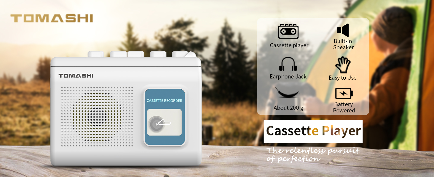 TOMASHI F-119F-318F Portable Cassette Player Tape Recorder