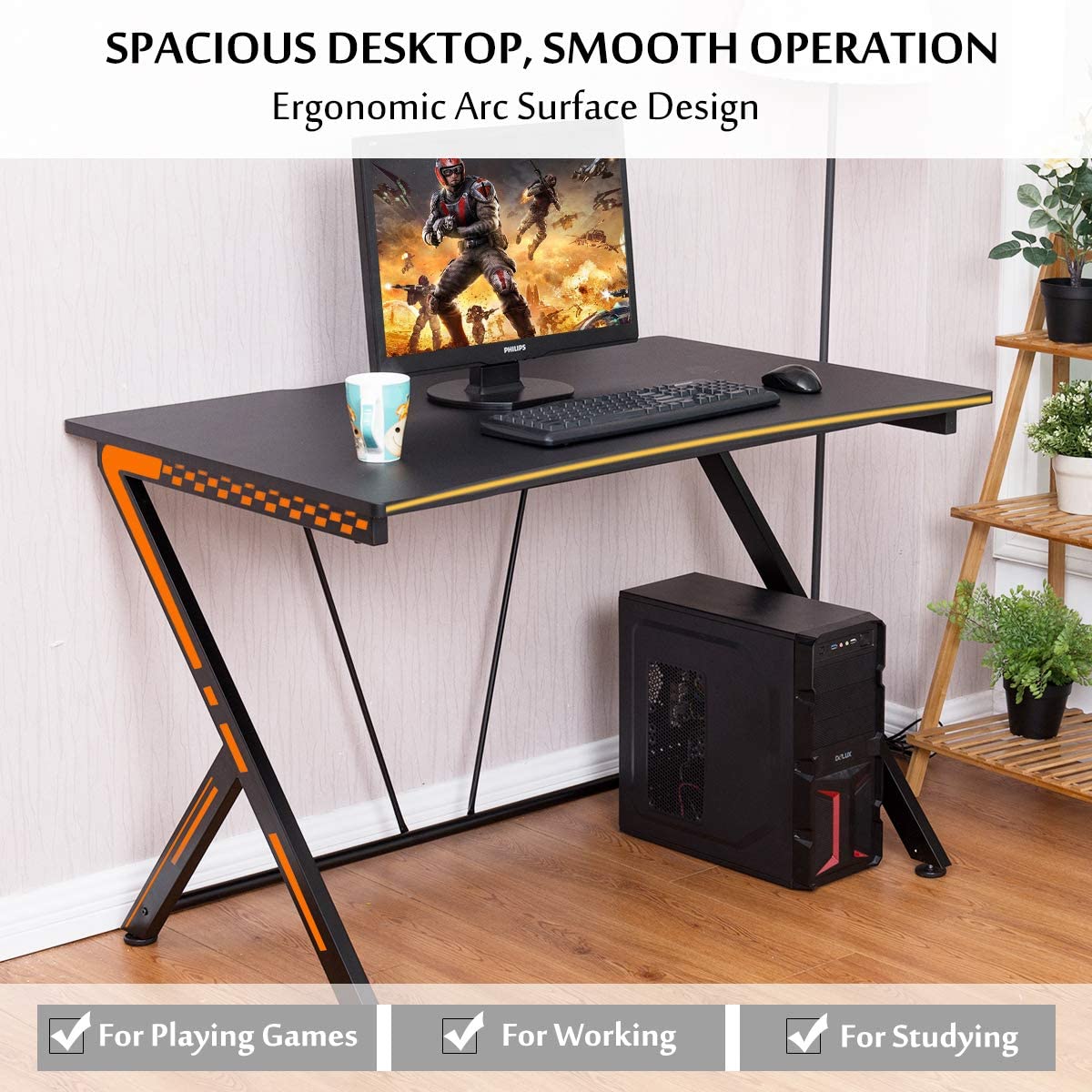 Costway Gaming Desk Computer Desk PC Laptop Table Workstation Home Office Ergonomic New - Black