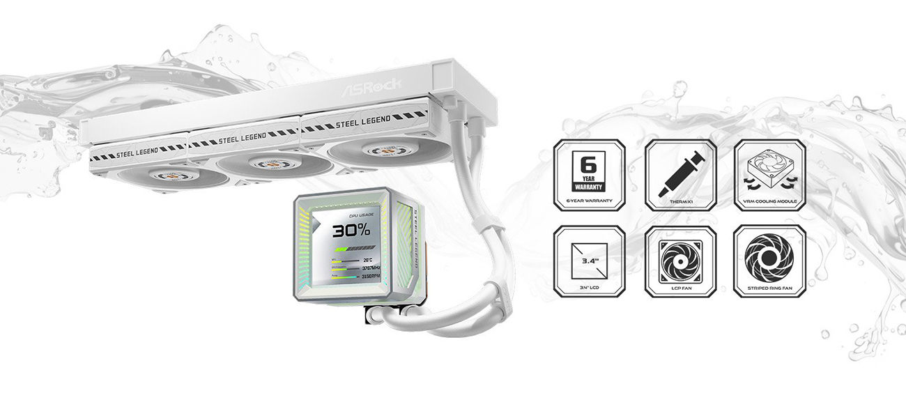 ASRock Steel Legend 360 LCD AIO Liquid Cooler