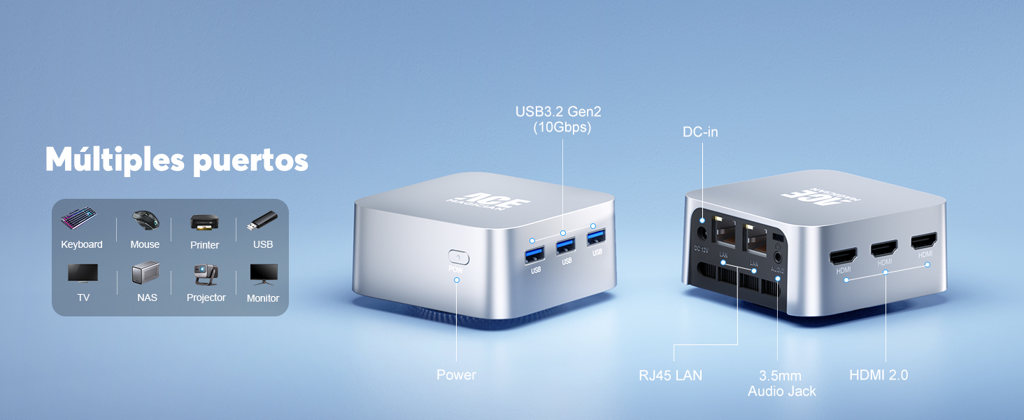 ACE Mini PC Windows 11, 12th N100 12GB LPDDR5 256GB M.2 SSD Mini