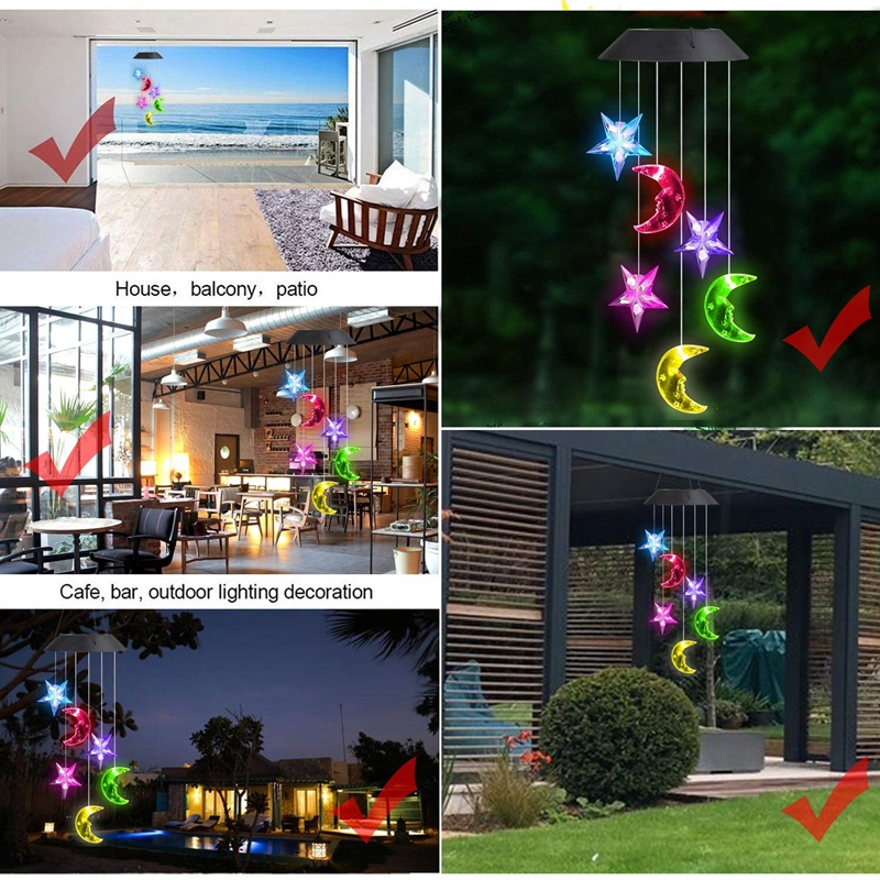Moon Solar Lights Wind Chimes For Outside Gift For Women