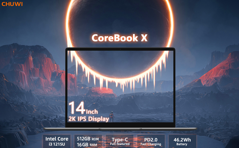 Chuwi Corebook X i3-1215U| 8GB DDR4 | 512GB NVMe SSD| Win 11 x UniPC