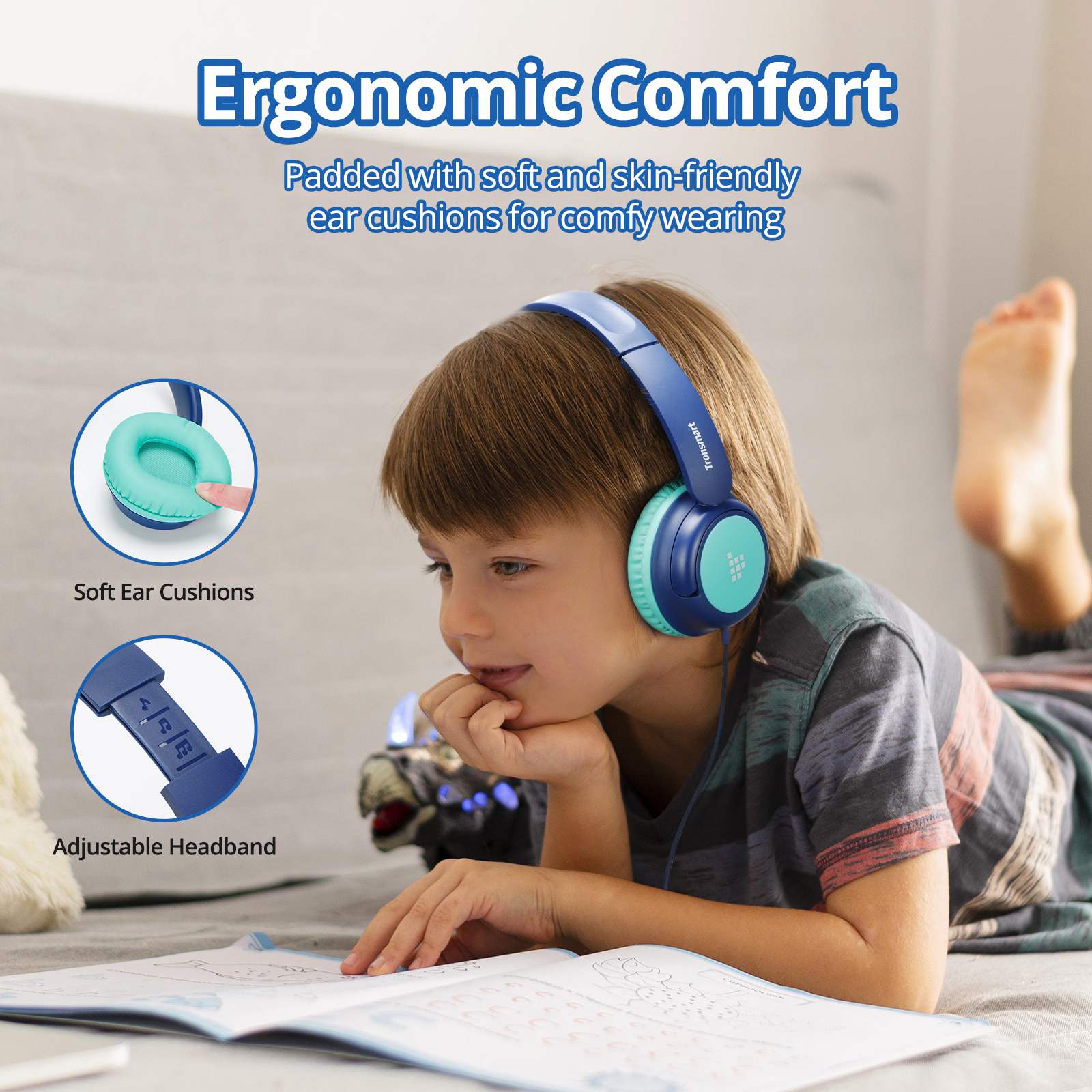 Tronsmart Kids Headphones Lightweight Foldable On-Ear Wired Headphones