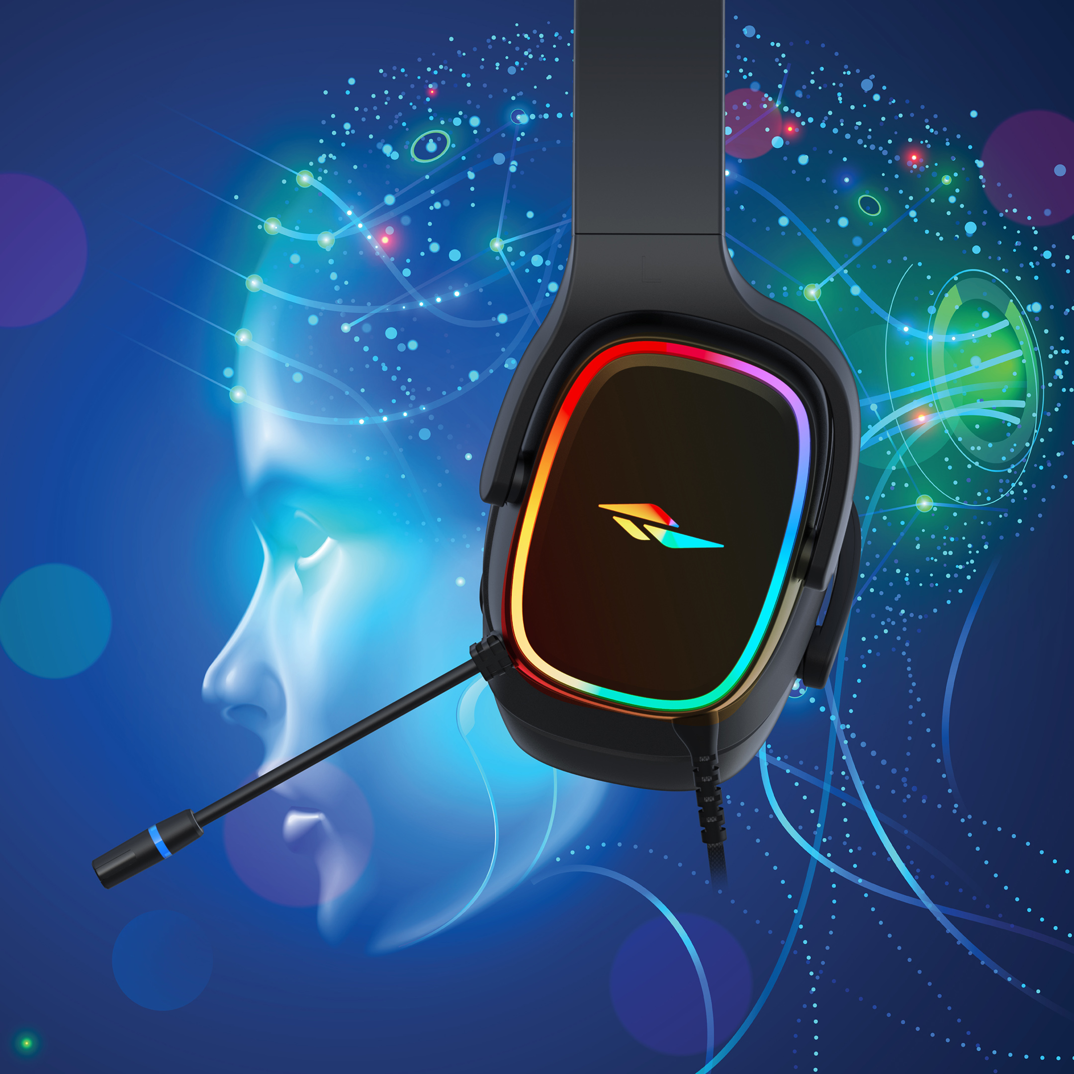 AOC GH300 USB Gaming Headset with RGB-LED Gaming Headset with Detachable  Microphone, 50mm Drivers and 7.1 Virtual Surround Stereo with Hi-Fi Audio 