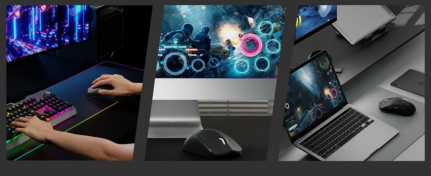 Wireless Gaming Mouse, PAW3311 Sensor, 49g Lightweight Mouse, 12000 DPI, 2.4G/BT5.0/USB-C Tri-Mode G