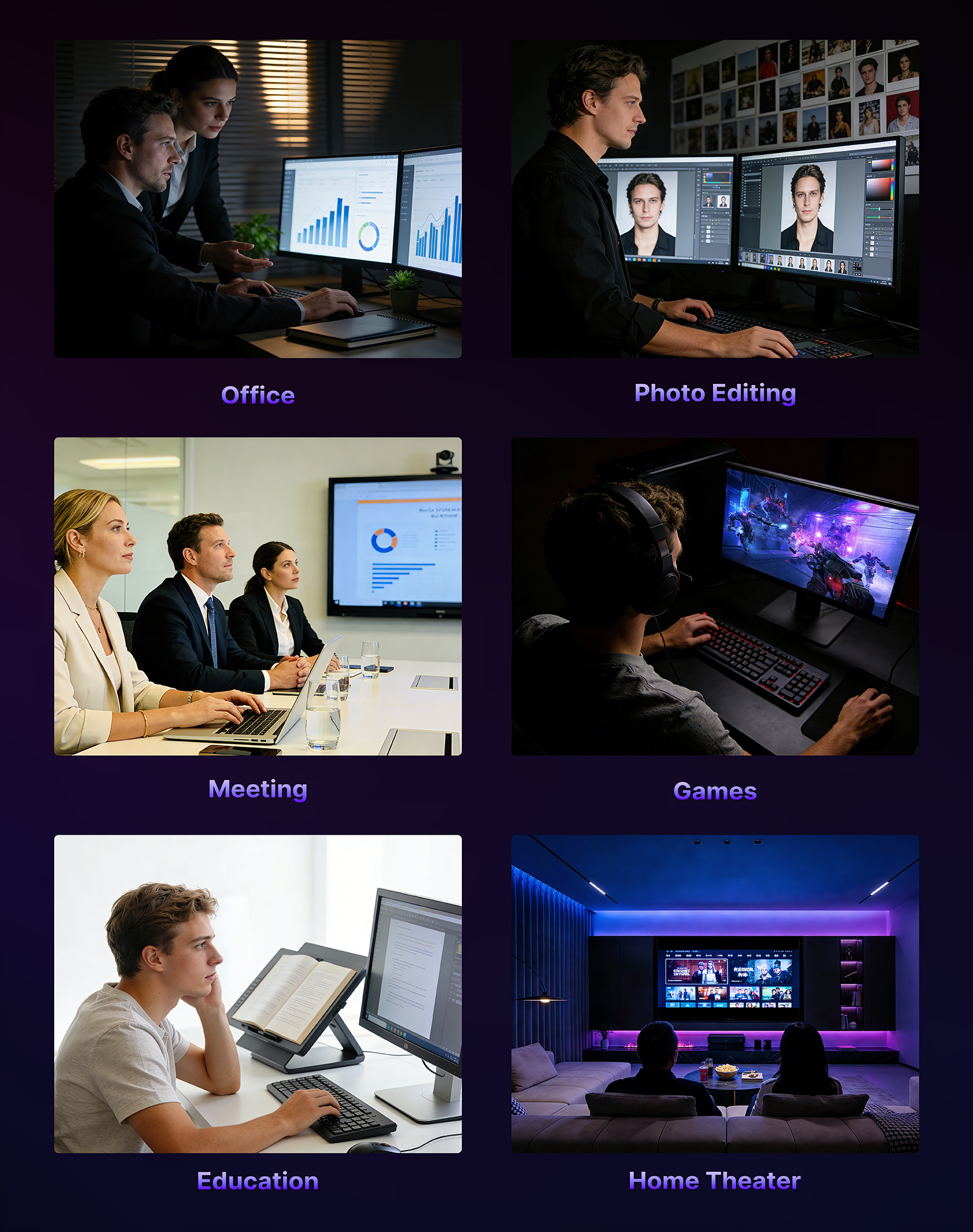 for Office,Photo Editing,Meeting,Games,Education,Home Theater