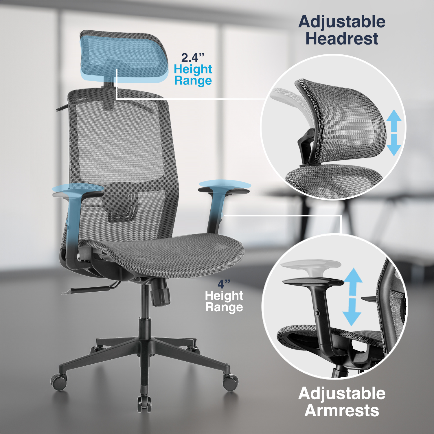 high back mesh chair, ergonomic office chair, adjustable desk chair, computer chair, task chair
