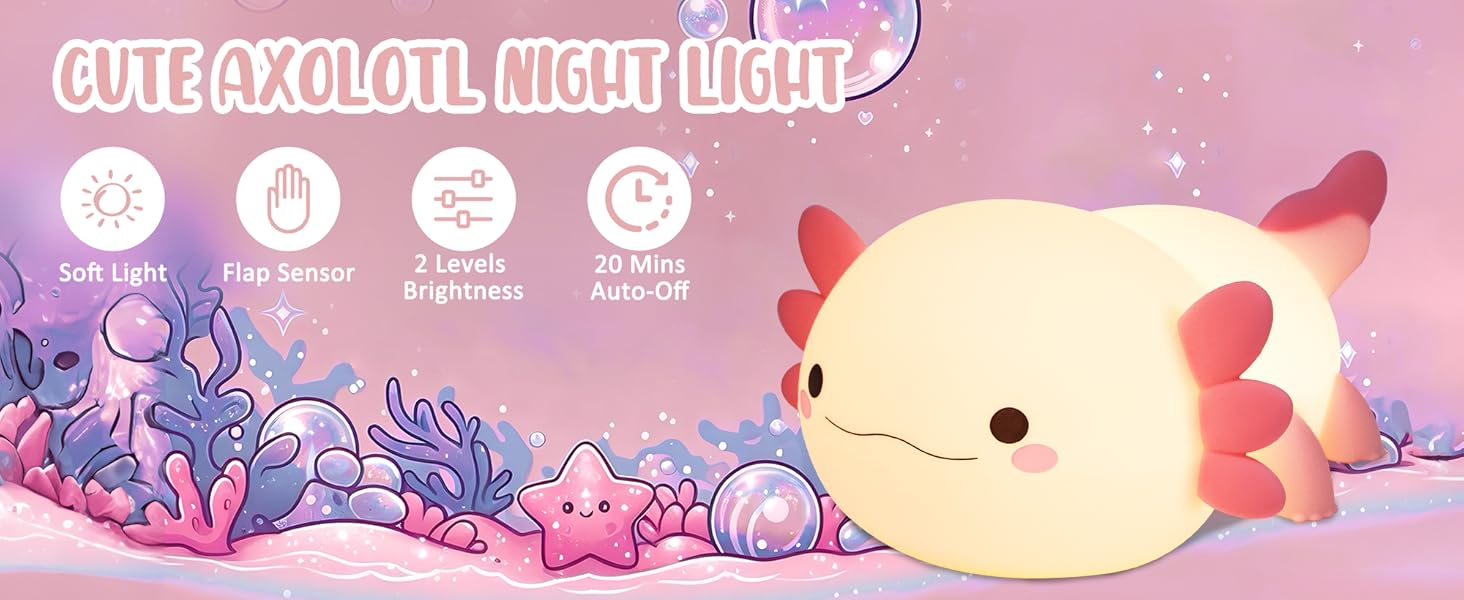 Cute salamander silicone touch baby light, timer  LED night light