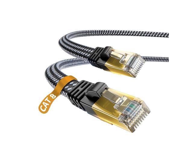 Cat 8 Ethernet Cable, Nylon Braided 10ft High Speed Network Cable LAN Cable Wire