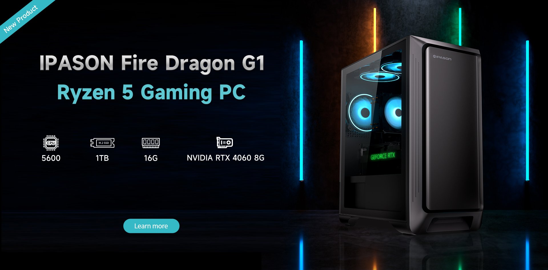 IPASON - Gaming desktop - AMD Ryzen 5 5600(6 core 3.5GHz) for free - Radeon  RX 7600 8GB GDDR6 Graphics-16GB DDR4 3200MHz - 1TB M.2 NVMe - 650W PSU 