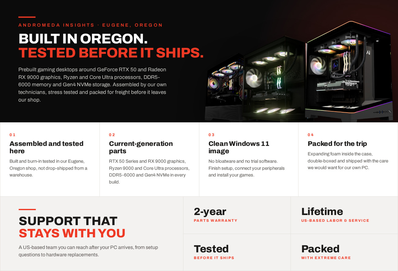 Andromeda Insights - built in Oregon, tested before it ships