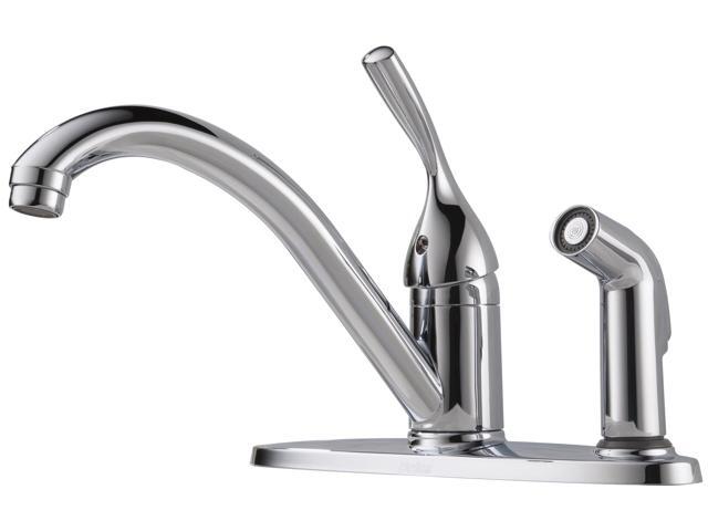 Delta Classic 300 Dst Single Handle Kitchen Faucet With Side Sprayer Chrome Newegg Com