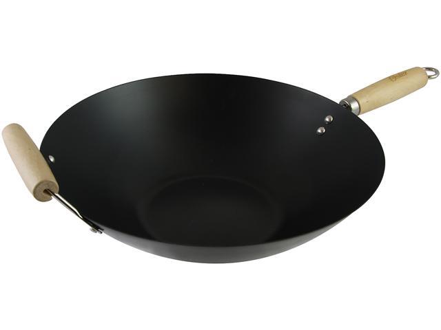 Oster Findley 13.77" Wok - Black - Nonstick - Wood Handle - Carbon Steel - 1.2 mm