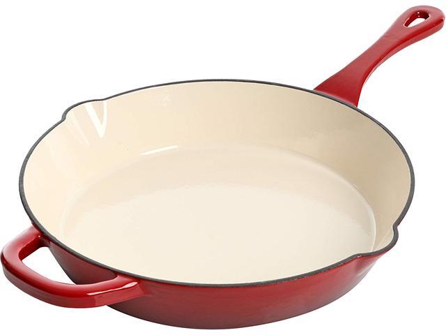Crock Pot Artisan Enameled 12" Round Cast Iron Skillet in Scarlet Red