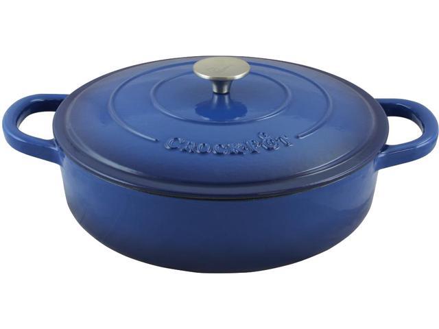 Crock Pot Artisan 5 Quarts Enameled Cast Iron Braiser Pan, Sapphire Blue