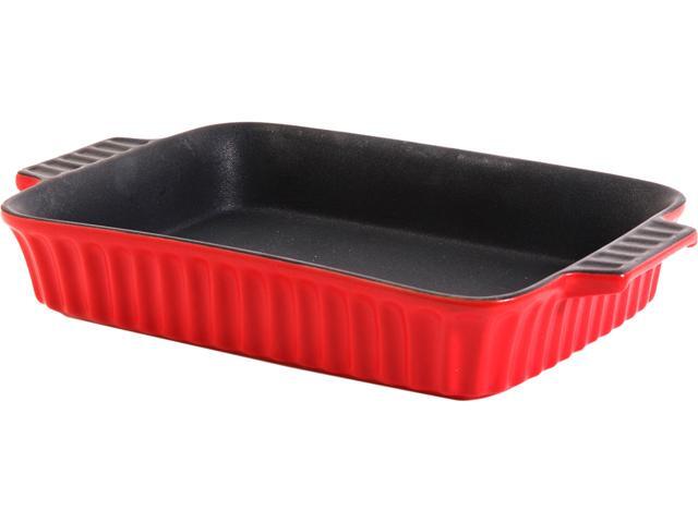 Crock Pot 98249.01 Denhoff 10in Ribbed Non Stick Casserole, Red