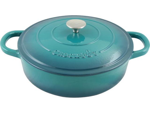 Crock Pot 112002.02 Artisan 5-Quart Enameled Cast Iron Braiser Pan, Teal Ombre