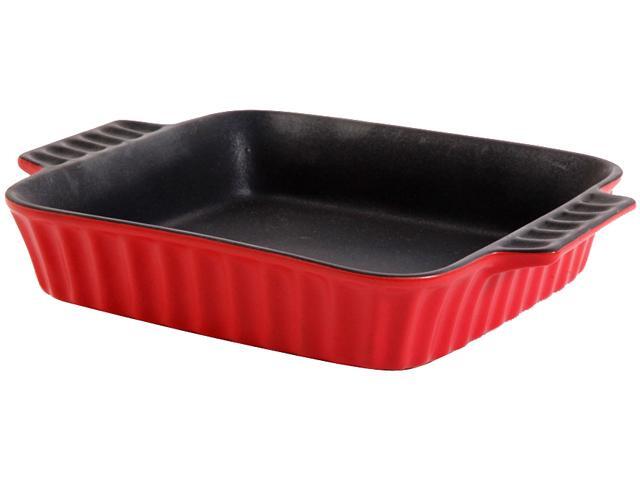 Crock Pot Denhoff 8" Ribbed Casserole - Square - Red - Flame Proof - Stoneware - GBX