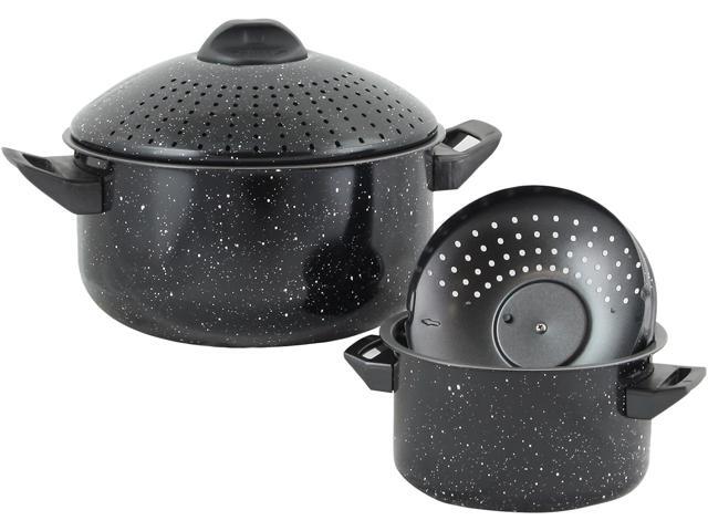 Gibson Home Casselman 4 Piece Nonstick Pasta Pot Set with Bakelite Hand, Black
