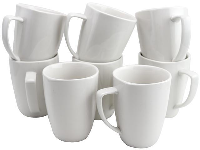 Gibson Home Zen Buffetware 12 oz. Square Ceramic Mug Set in White, Set of 8