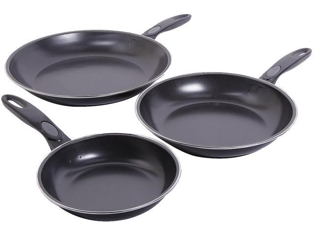 Gibson Home Aventura 3 Piece Carbon Steel Frying Pan Set in Black