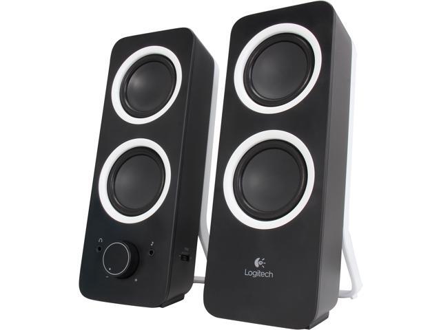 Logitech Z200 PC Speakers, Stereo Sound, 10 Watts Peak Power, 2 x 3.5mm Inputs, Headphone Jack, Adjustable Bass, Volume Controls, PC/TV/Smartphone/Tablet - Black