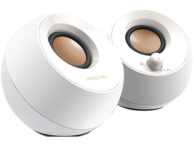 Creative Pebble 2.0 USB-Powered Desktop Speakers with Far-Field Drivers and Passive Radiators for PCs and Laptops (White)