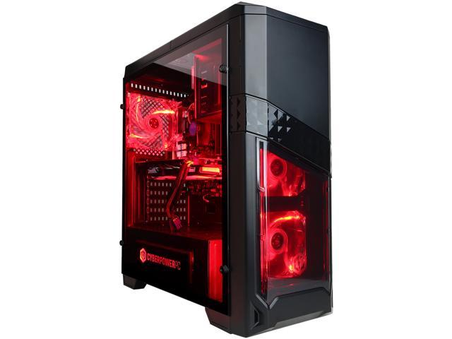 CyberPowerPC Black 240s Mid Tower Case W/ RGB Led Light Strip Tempered ...