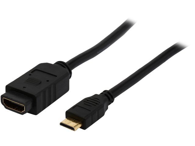 Coboc AD-HDC2A-6-BK Dongle-Style 6 inch Black Color Mini HDMI(Type C) Male to Standard HDMI(Type A) Female Adapter,Gold Plated, M-F