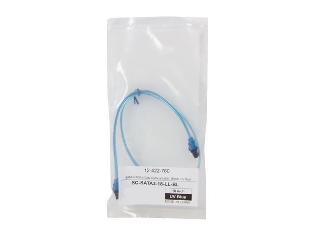Coboc Model SC-SATA3-10-LL-BL 10/" SATA III 6Gb//s Data Cable w//Latch,UV Blue