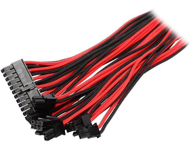 6+2 24 Pin// 8pin Black//Red PCI-E Extension Cable Kit 500mm Length M//B, 4+4