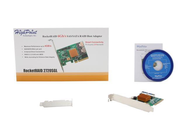 HighPoint RocketRAID 2720SGL PCI-Express 2.0 x8 Low Profile SATA / SAS Controller Card