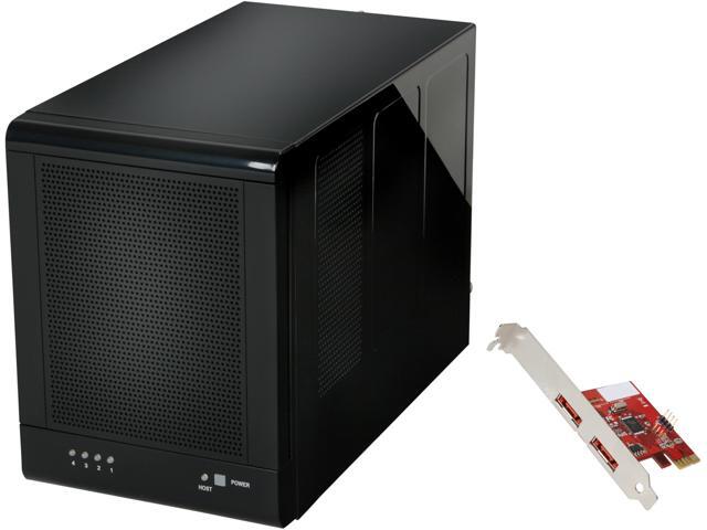 Rosewill RSV-S4-X - 4-Bay 3.5” Hot-Swappable SATA - eSATA Storage System - RAID 0 / 1 / 10 / 5 / 5 + Spare, Spanning & JBOD Enclosure - RAID Controller Card Bundle