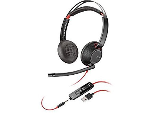 Poly - Blackwire 5220 USB-A Headset (Plantronics) - Wired, Dual Ear (Stereo) Computer Headset with Boom Mic - USB-A, 3.5 mm to connect to your PC, Mac, Tablet and/or Cell Phone