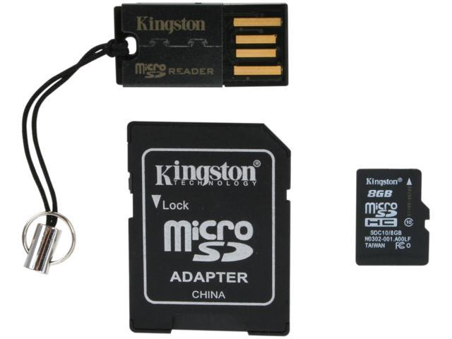Kingston 8gb Multi Kitmobility Kit Microsdhc Class 10 Memory Card With Sd Adapter And Reader 9637