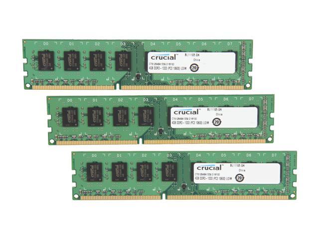 Crucial 12GB (3 x 4GB) DDR3 1333 (PC3 10600) Desktop Memory Model CT3KIT51264BA1339