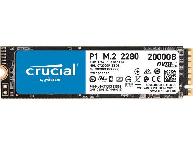 Crucial P1 2TB 3D NAND NVMe PCIe Internal SSD, up to 2000 MB/s - CT2000P1SSD8