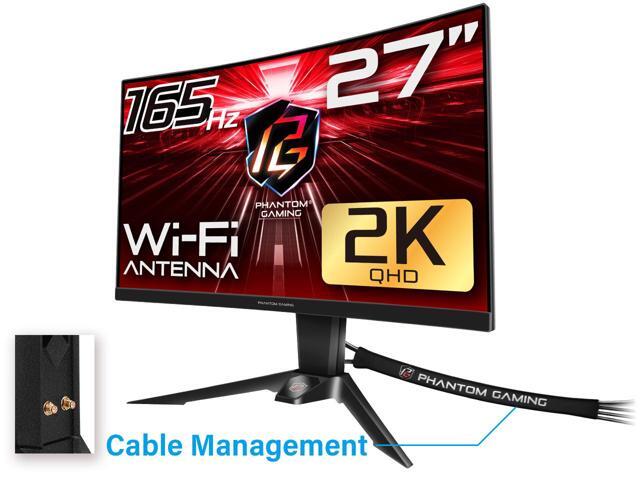 ASRock Phantom PG27Q15R2A 27" QHD 2560 x 1440 (2K) 165 Hz (144Hz and higher) Wi-Fi Antenna FreeSync Premium (AMD Adaptive Sync) Built-in Speakers Curved Gaming Monitor