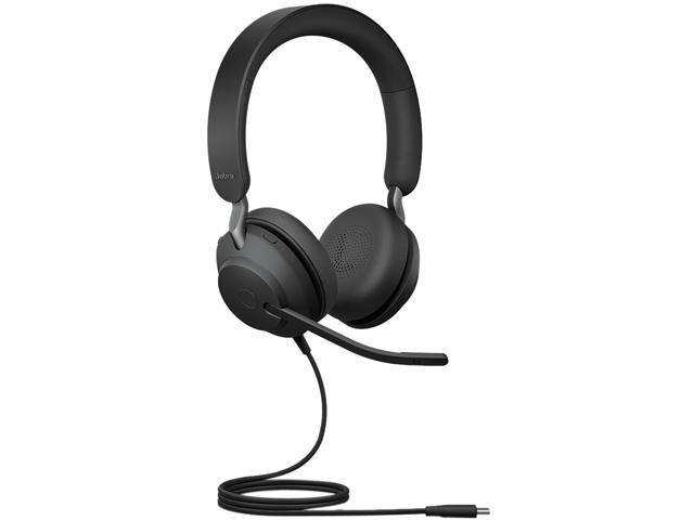 Jabra Evolve2 40 UC Wired Headphones, USB-C, Stereo, Black – Telework Headset for Calls and Music, Enhanced All-Day Comfort, Passive Noise Cancelling Headphones, UC-Optimized with USB-C Connection