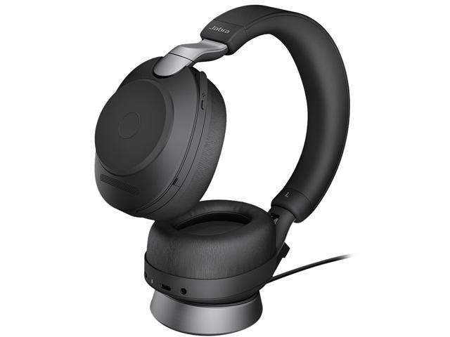 Jabra Evolve2 85 UC Wireless Headphones with Link380c & Charging Stand, Stereo, Black – Wireless Bluetooth Headset for Calls and Music, 37 Hours of Battery Life, Advanced Noise Cancelling Headphones