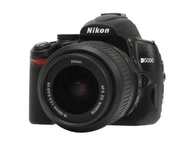 Nikon D5000 Black 12.3 MP Digital SLR Camera w/AF-S DX Nikkor 18-55mm f ...