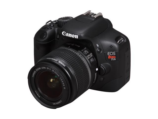 Canon EOS Rebel T2i Black 18.0 MP Digital SLR Camera w/ EF-S 18-55mm f ...