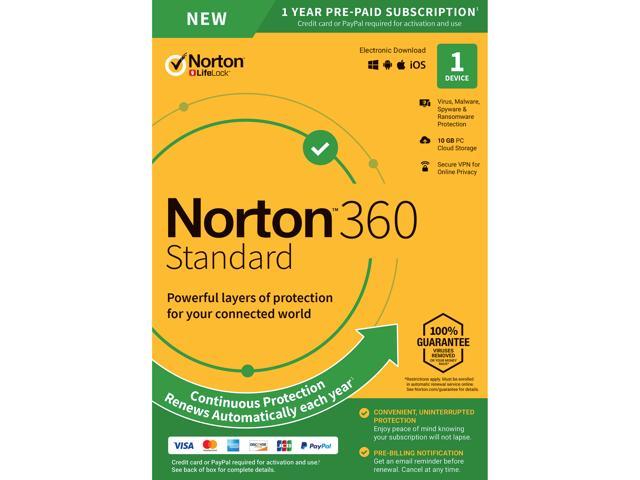 Norton 360 Standard - Antivirus Software for 1 Device - Includes VPN