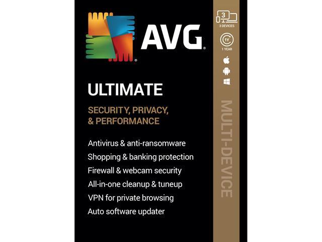 AVG Ultimate [Security, Privacy and Performance] 2020, 3 Devices 1 Year [Key Card]